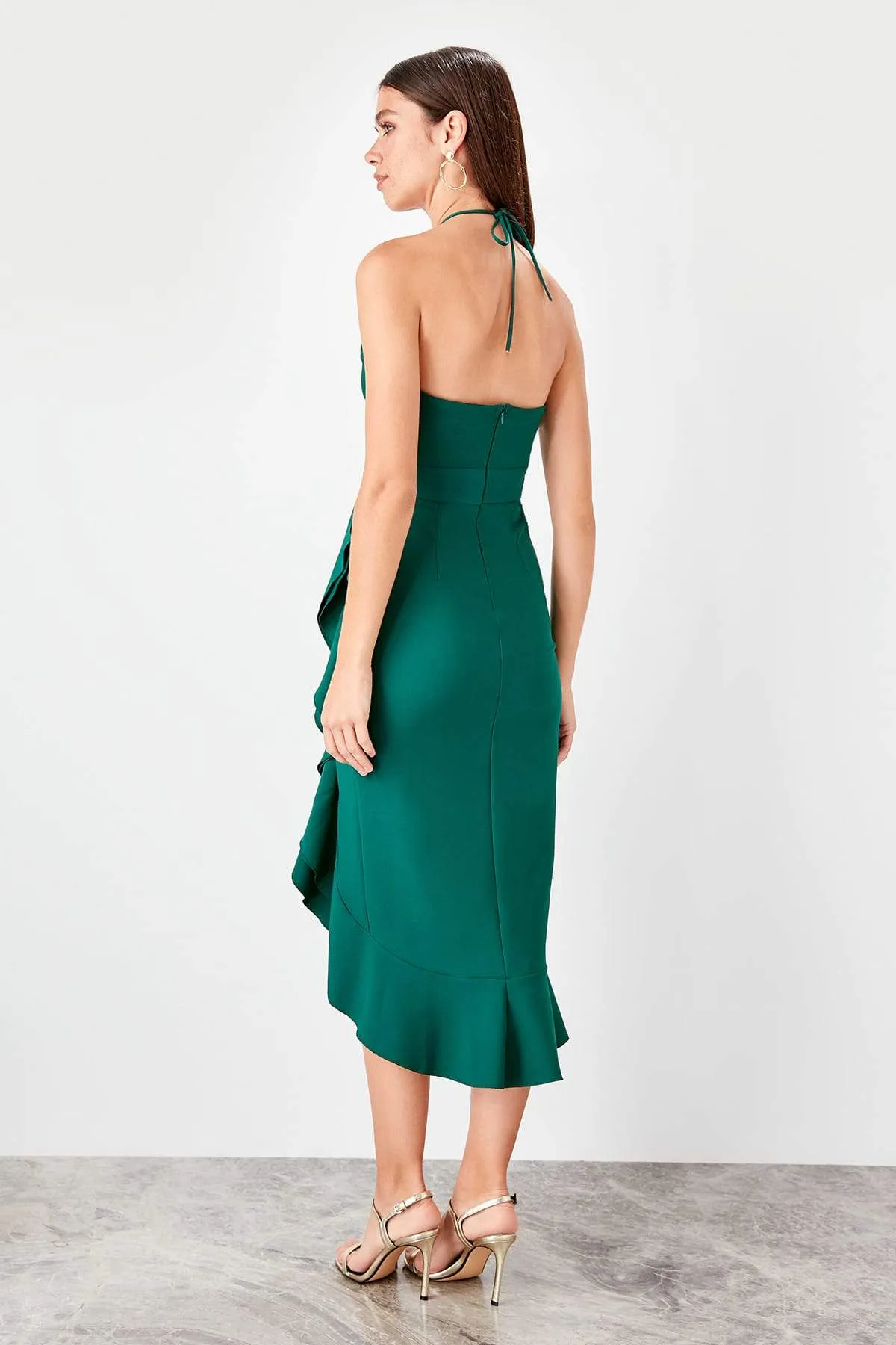 11622 Emerald Green Drape Cutout Dress