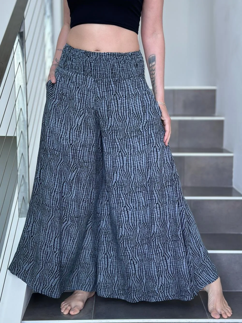 Abstract Print Wide Leg Flow Pant