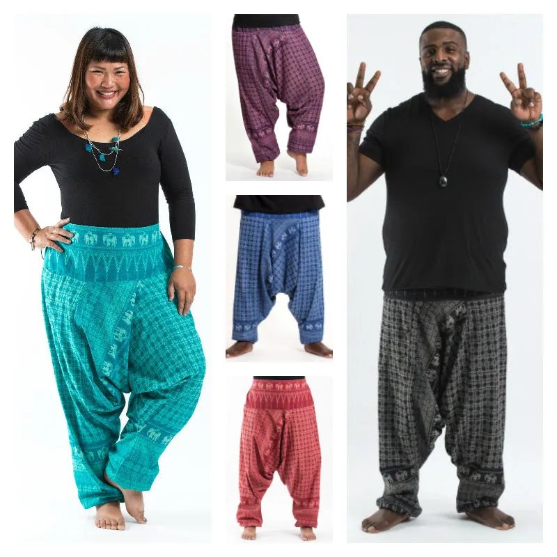 Assorted Set of 5 Plus Size Hill Tribe Elephants Unisex Harem Pants