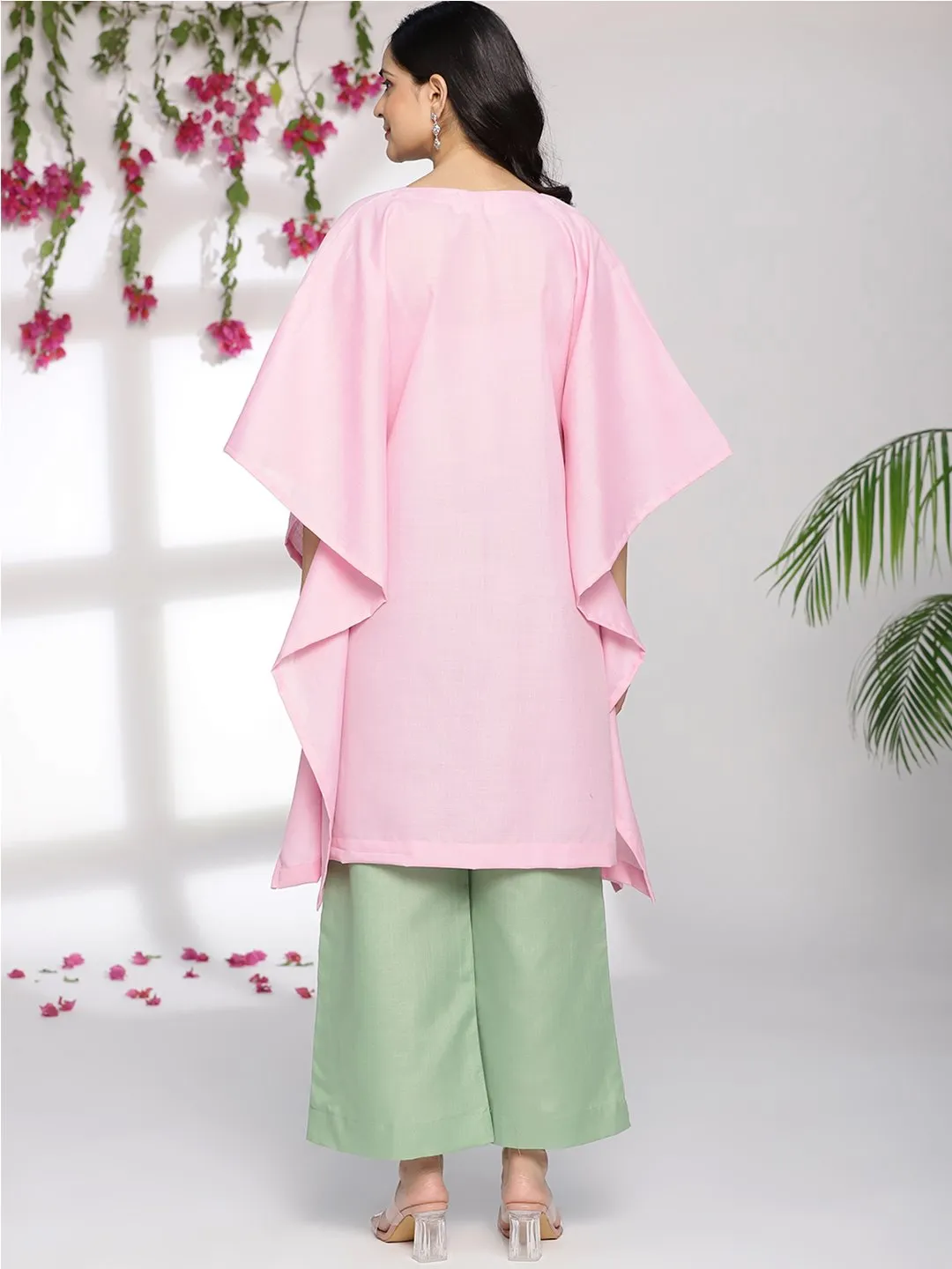 BabyPink CottonSlub ShortKaftan - Radiance