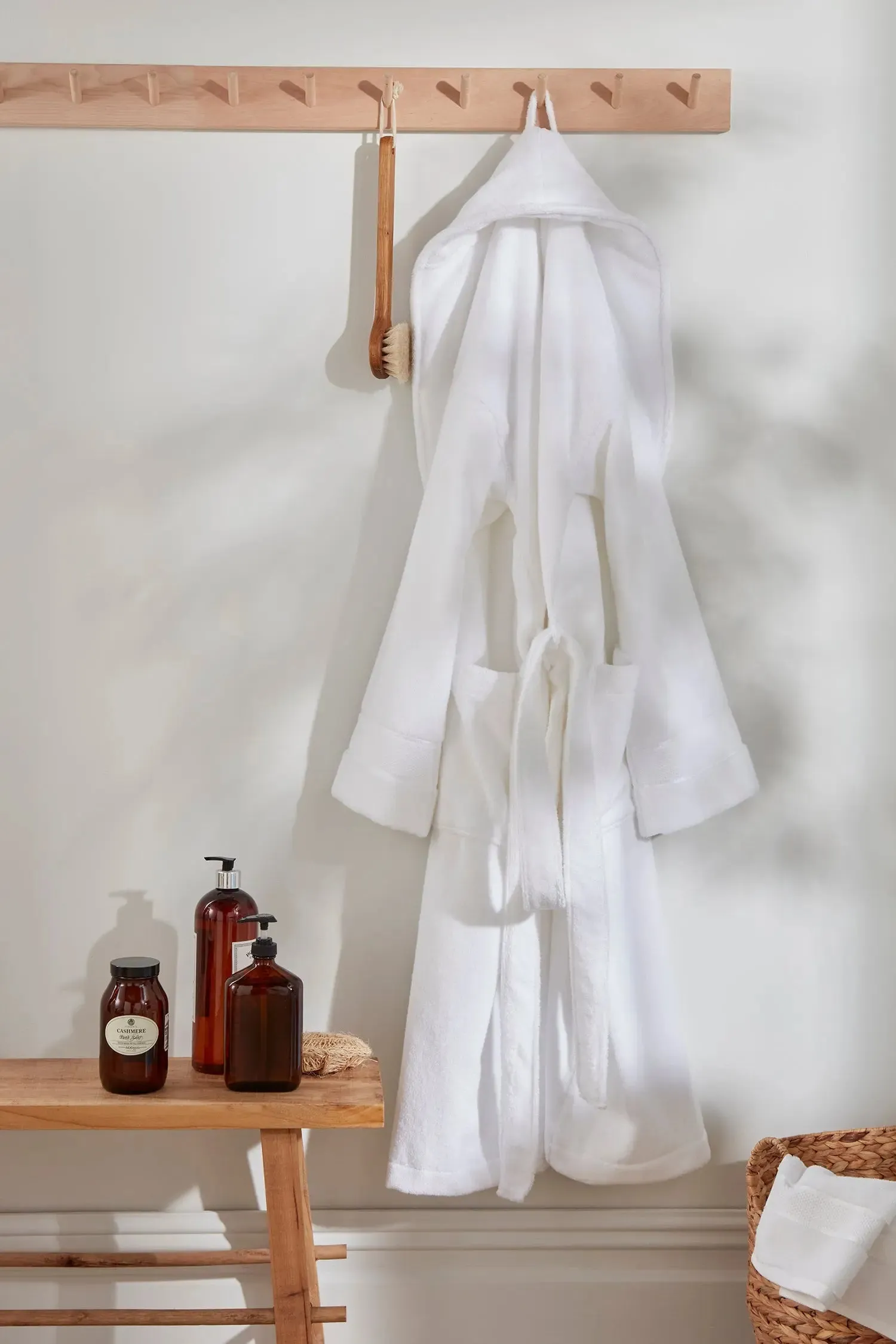 Bamboo Towelling Robe in Cloud White