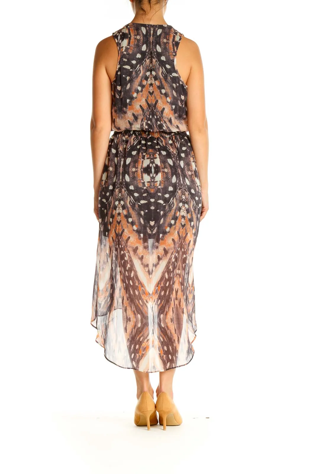 Beige Printed Bohemian Sheath Dress