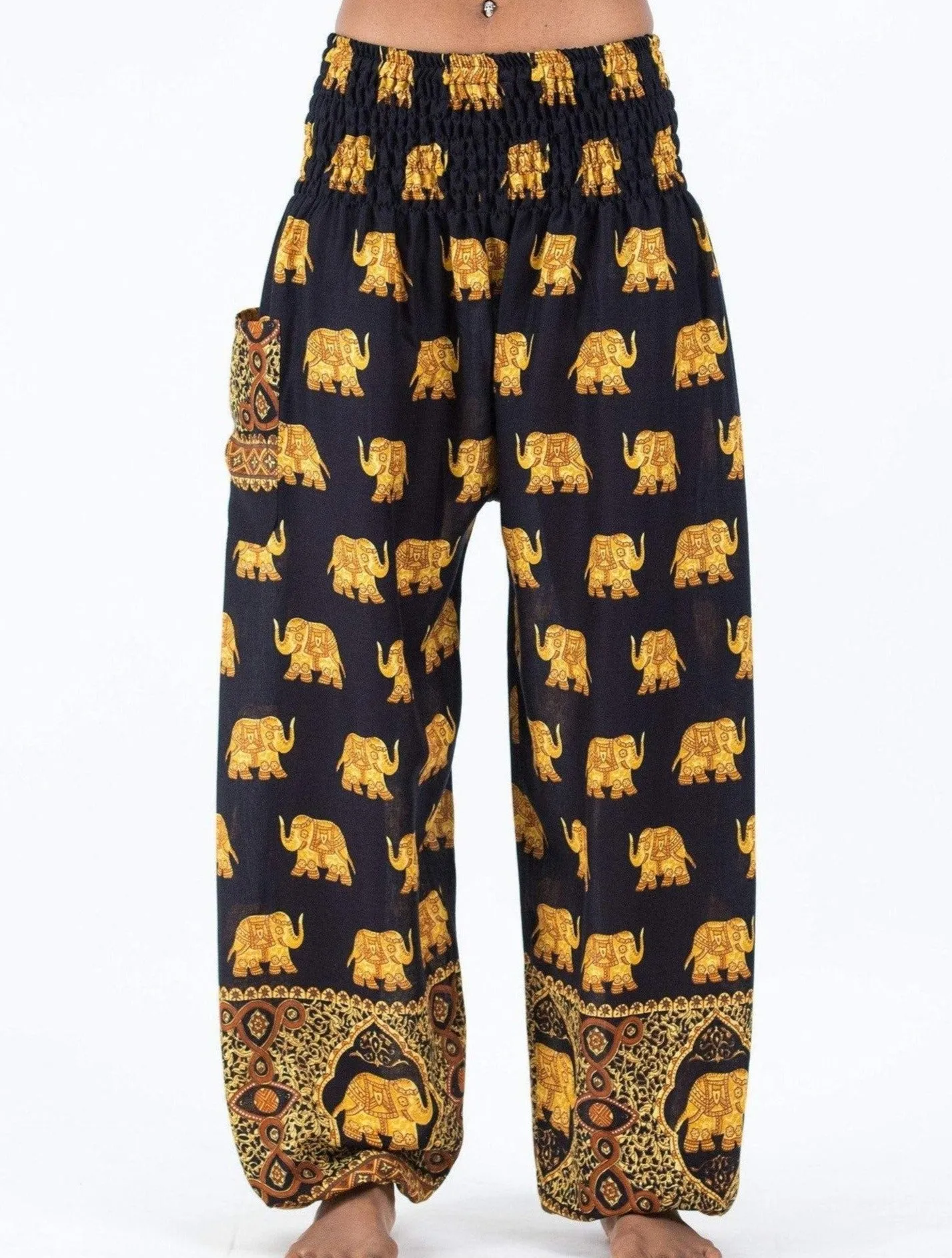 Black & Gold Elephant Pants