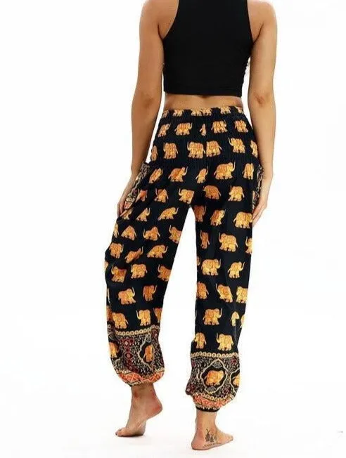 Black & Gold Elephant Pants