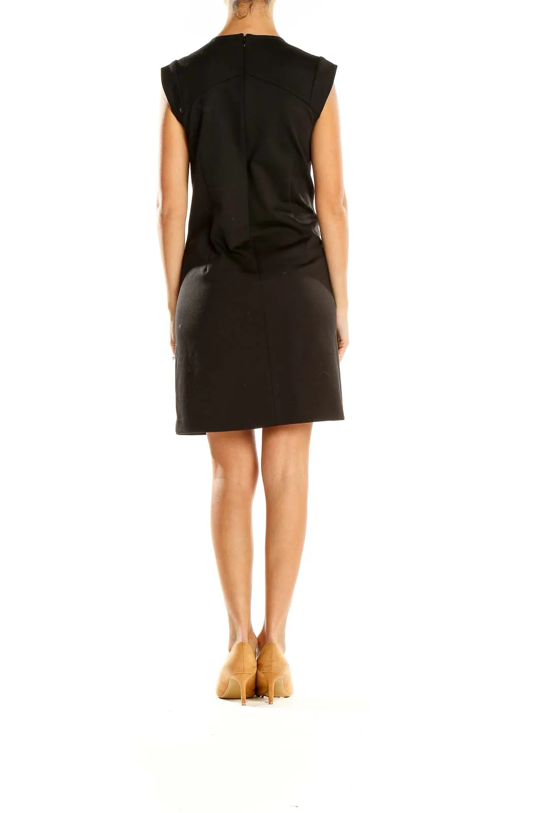 Black Embellished Neckline Shift Dress