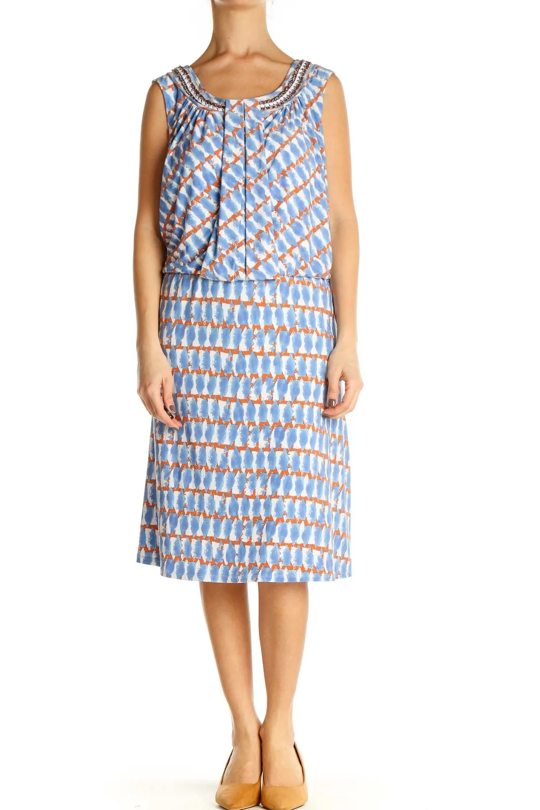 Blue Checkered Day Shift Dress