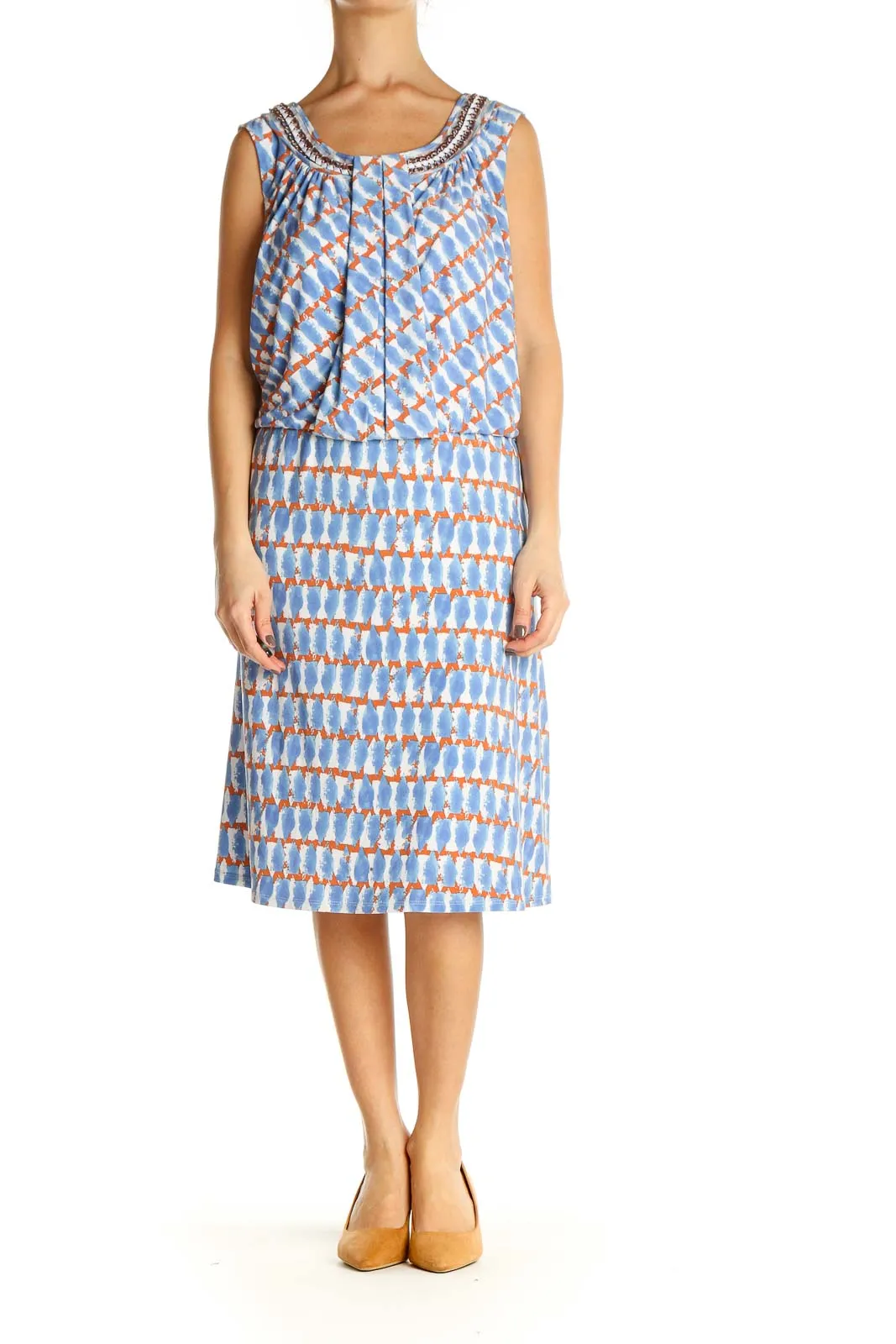 Blue Checkered Day Shift Dress