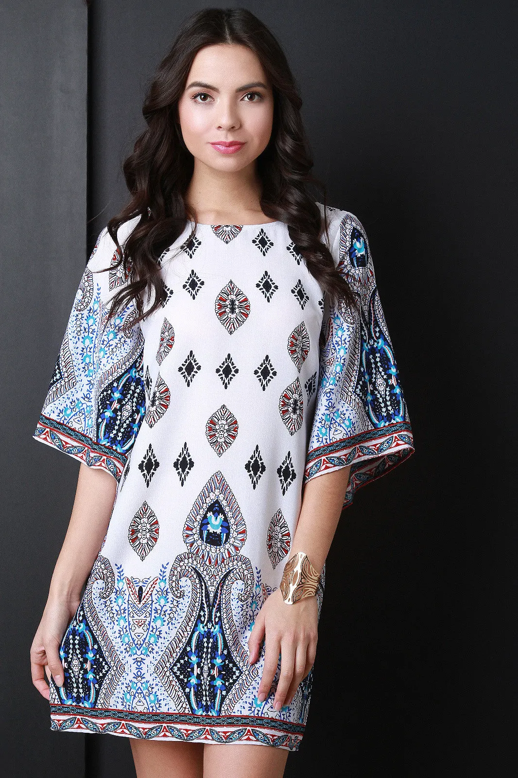 Bohemian Print Shift Dress