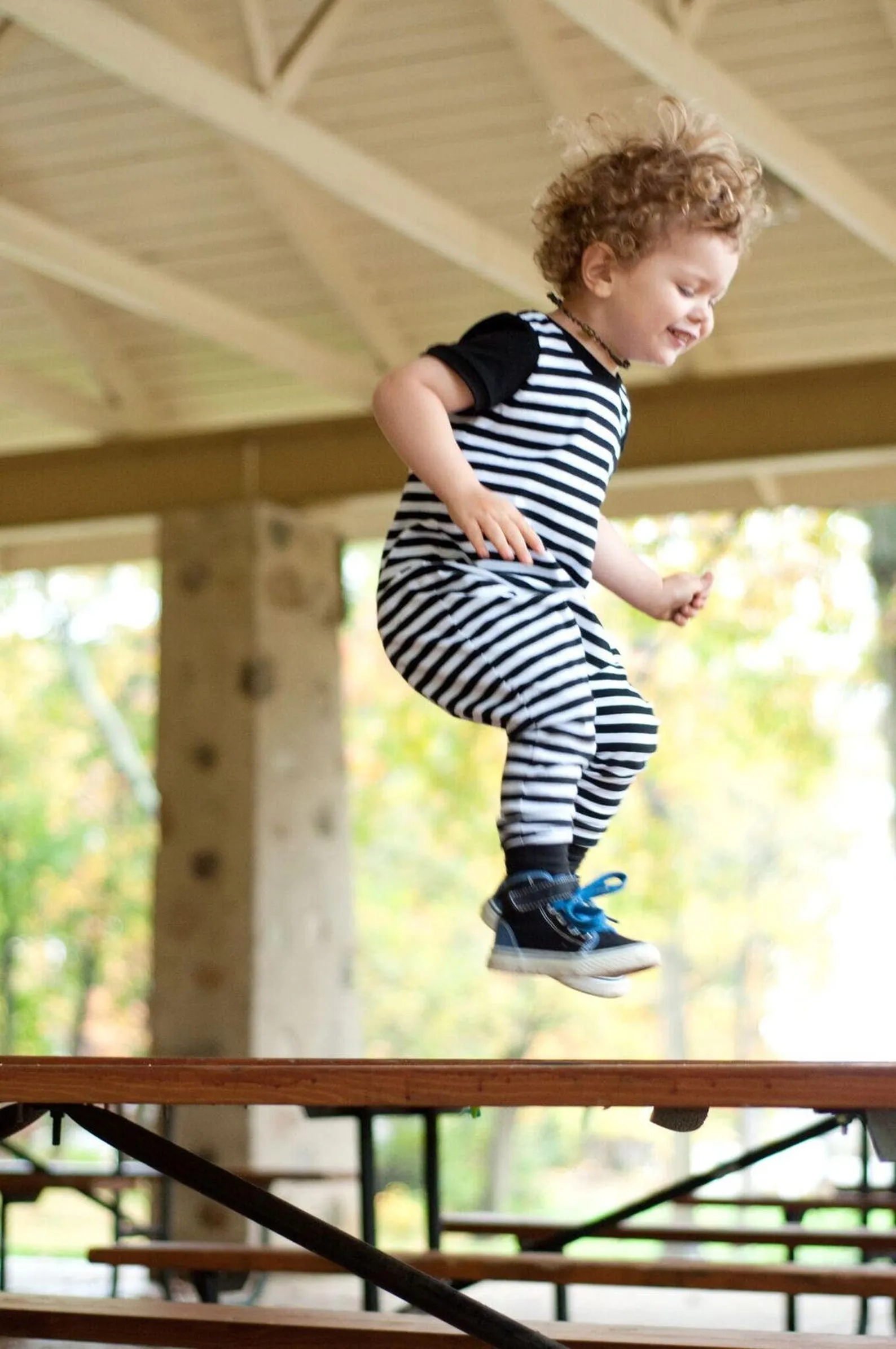 Boys Black and White Striped Harem Coveralls