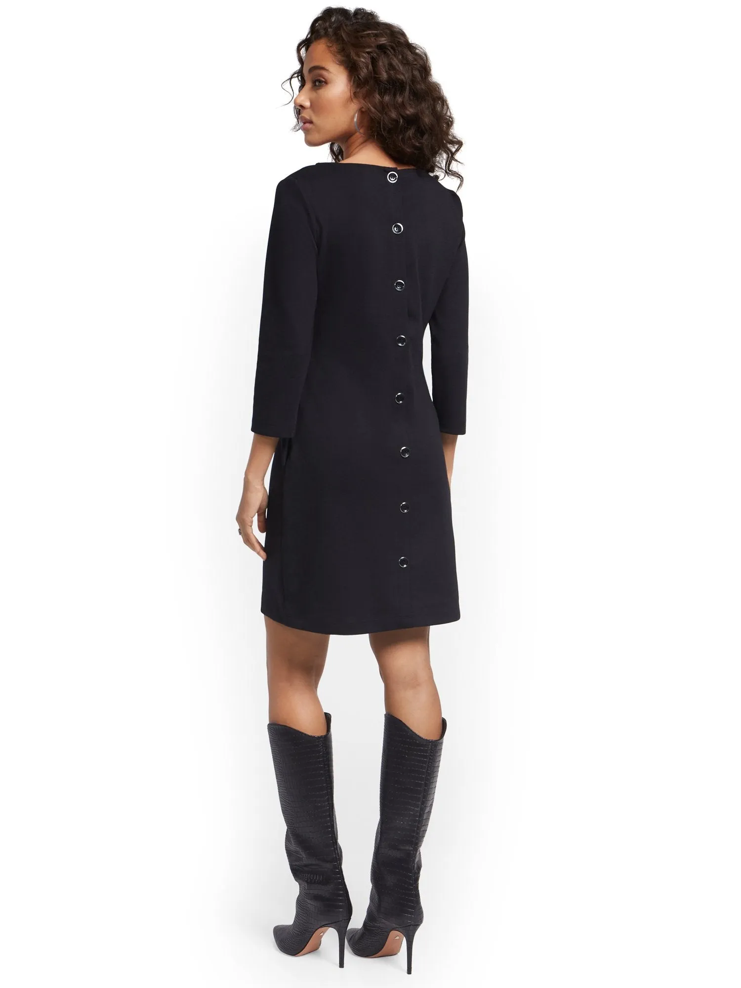 Button-Back Shift Dress