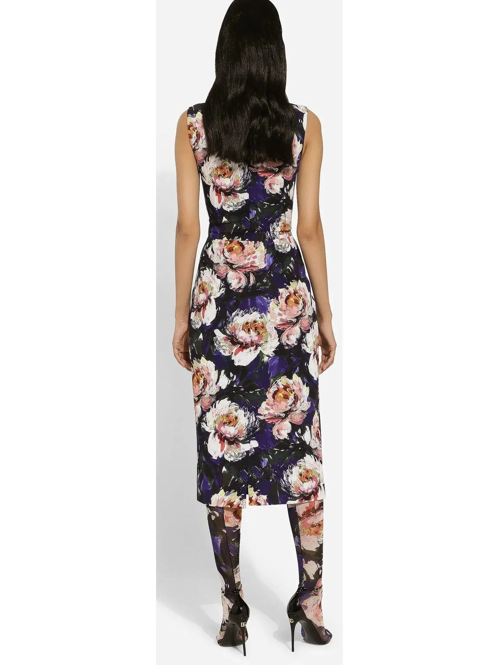 Cady Sheath Sleeveless Dress with Peony Print