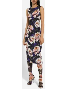 Cady Sheath Sleeveless Dress with Peony Print