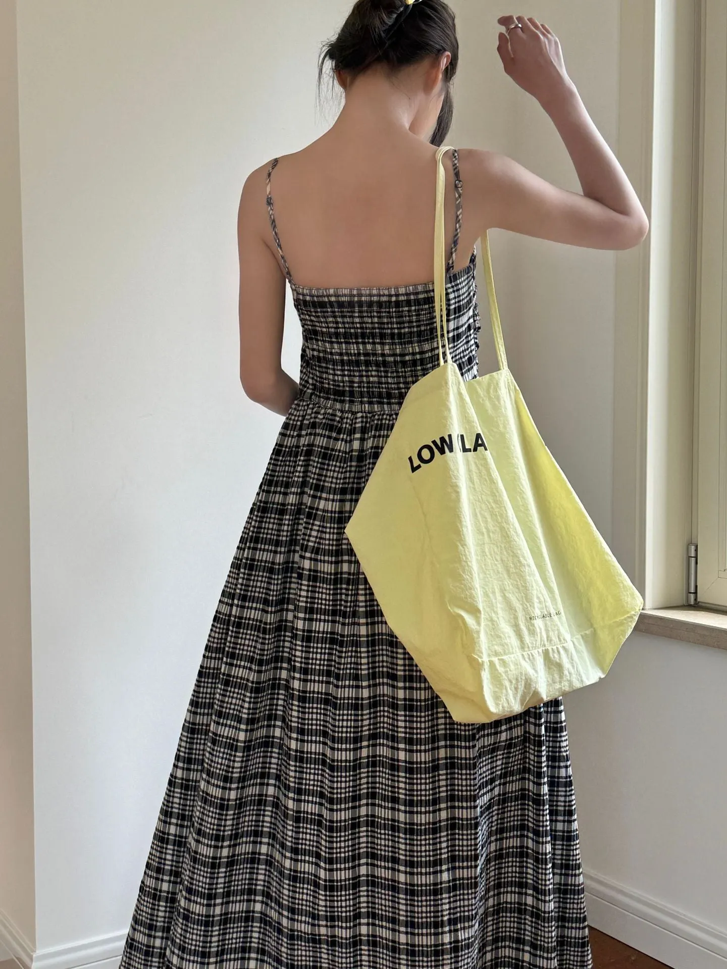 Checkered Sleeveless A-Line Maxi Dress