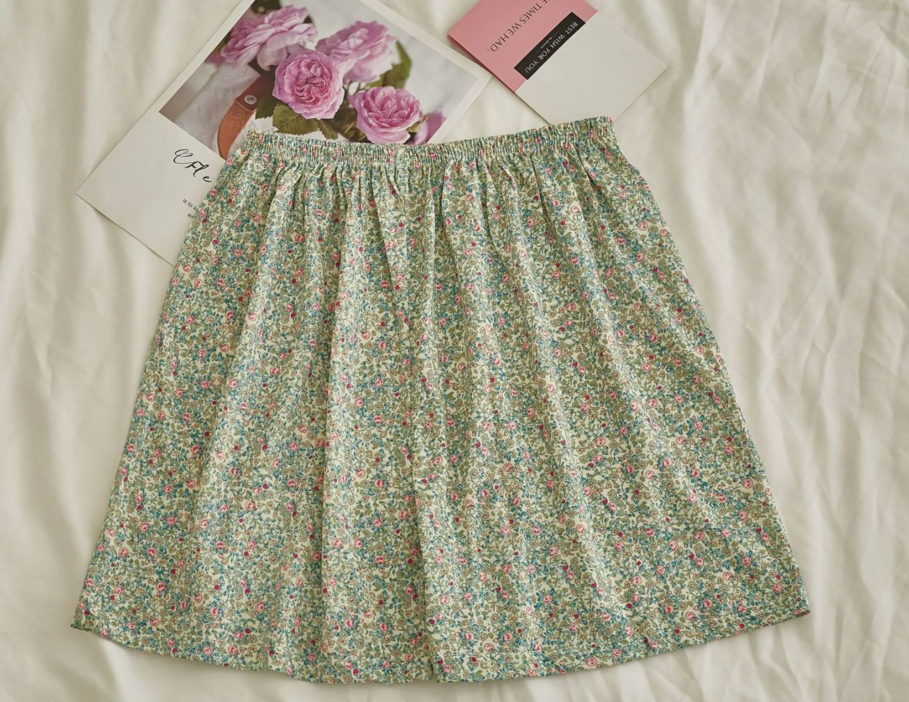 Comfy Padded Tank Shorts Set / Green Floral