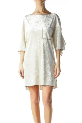 Cream Velvet Shift Dress