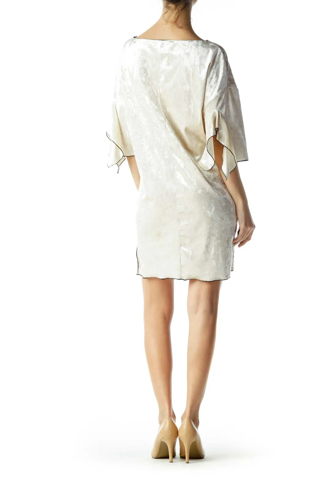 Cream Velvet Shift Dress