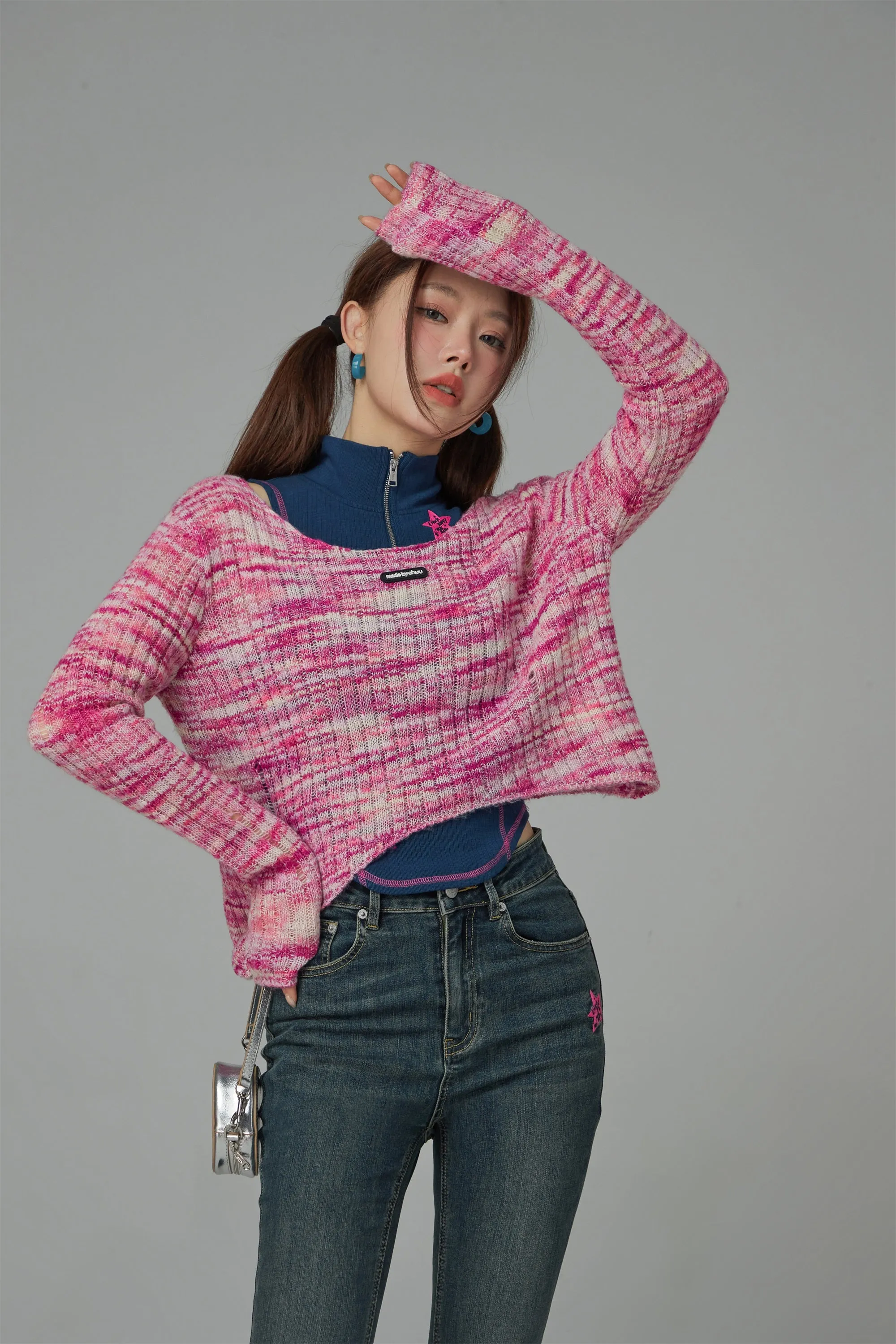 Cuddle Queen Unbalanced Cropped Knit Top