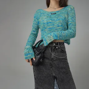 Cuddle Queen Unbalanced Cropped Knit Top