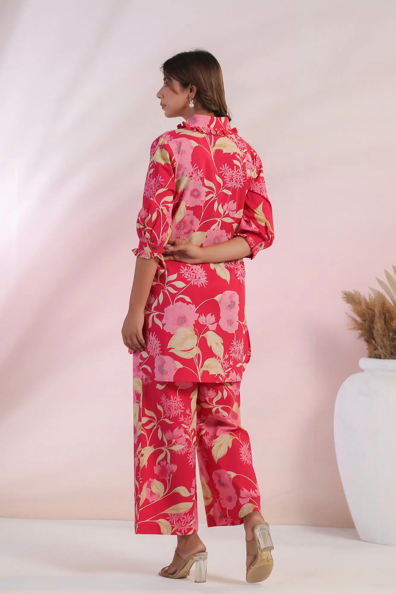 Curlicue Bloom Cotton Palazzo Loungewear Set