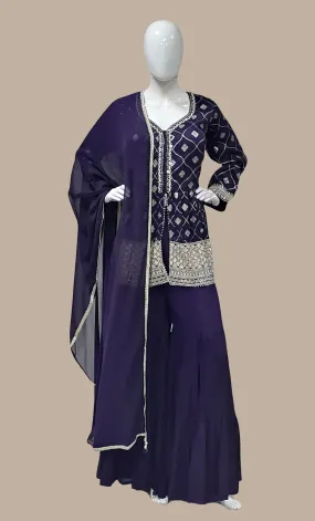 Dark Grape Embroidered Palazzo Set