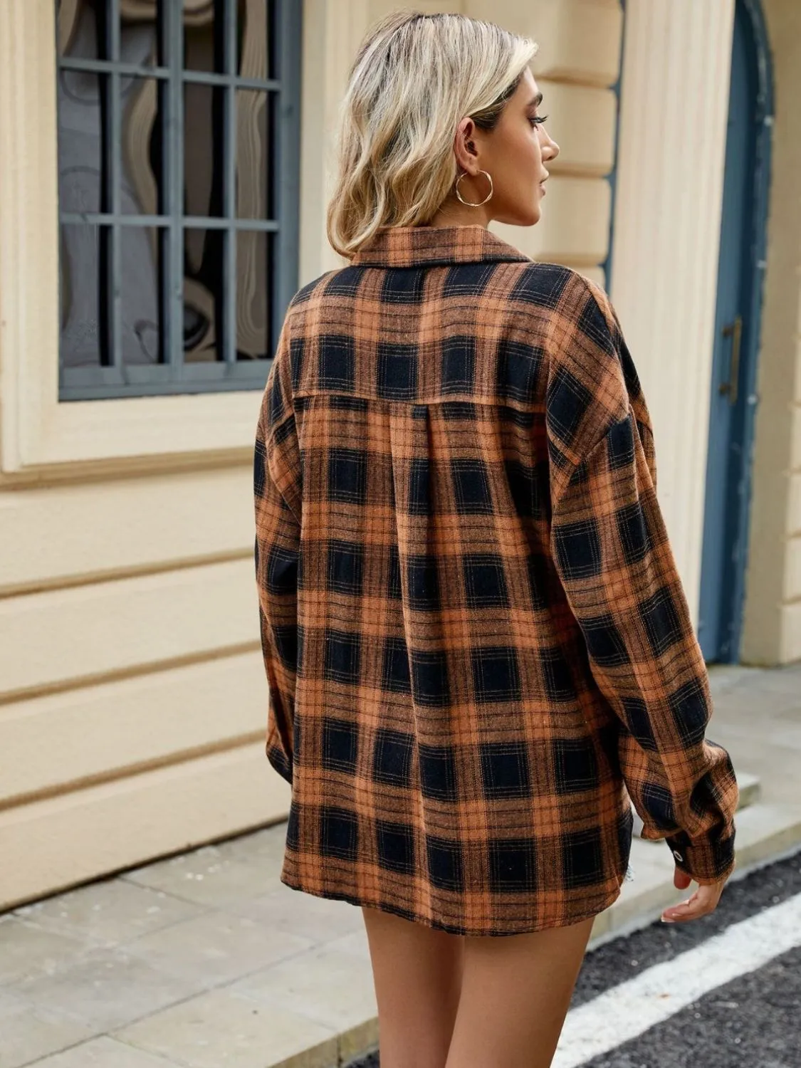 Elena Plaid Collared Neck Long Sleeve Shirt - 7 Styles