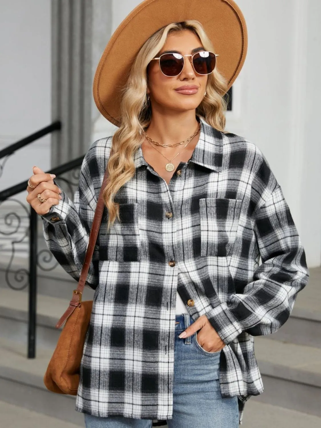 Elena Plaid Collared Neck Long Sleeve Shirt - 7 Styles