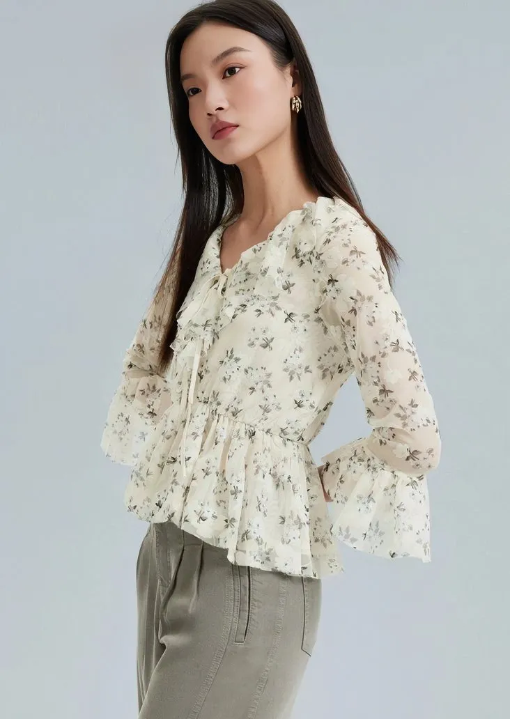 FLORAL CROPPED SLEEVE TOPS