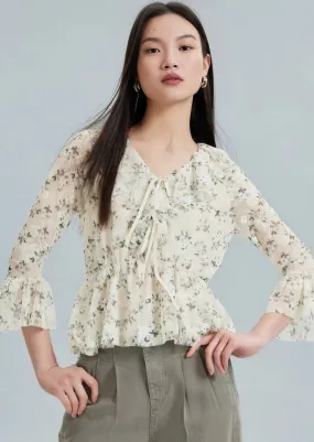 FLORAL CROPPED SLEEVE TOPS