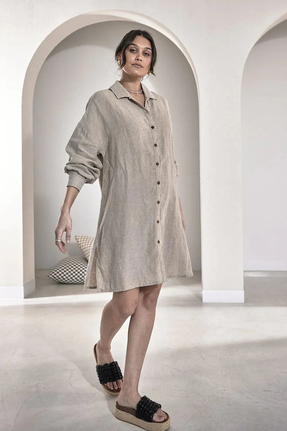 Fundamental Linen Shift Dress - Natural