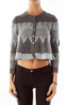 Gray Cropped Cardigan