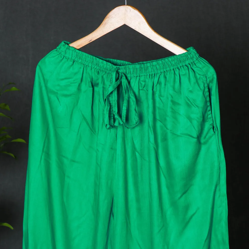 Green - Rayon Fabric Plain Palazzo Pant