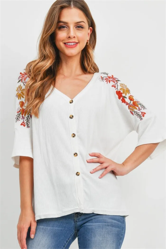 Half sleeve floral button up