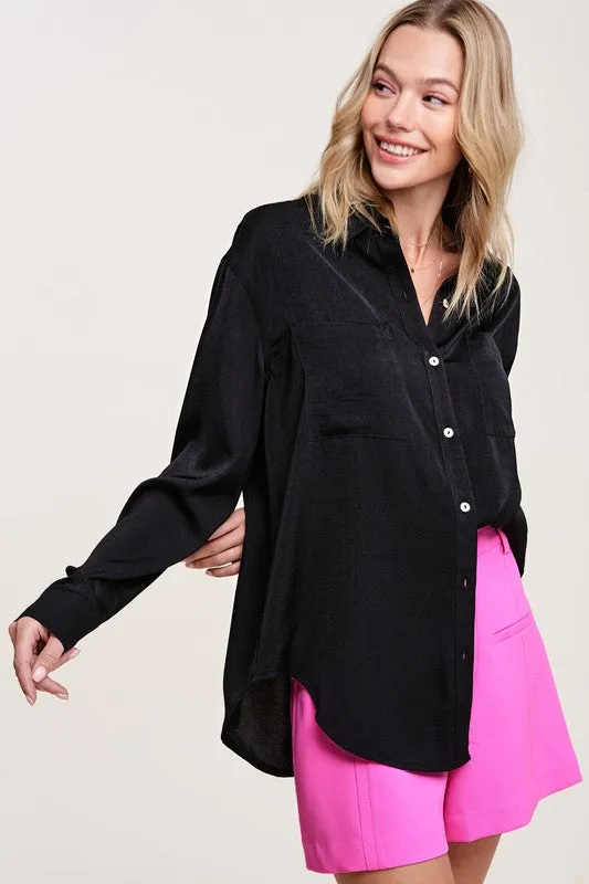 HAZEL SILKY BUTTON UP TOP