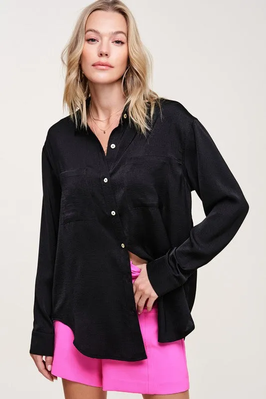 HAZEL SILKY BUTTON UP TOP