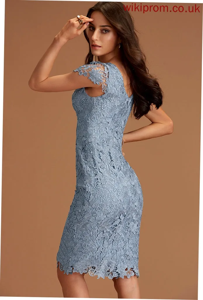 Homecoming Celeste Homecoming Dresses Dress Knee-Length Lace Sheath/Column Scoop With Lace Neck