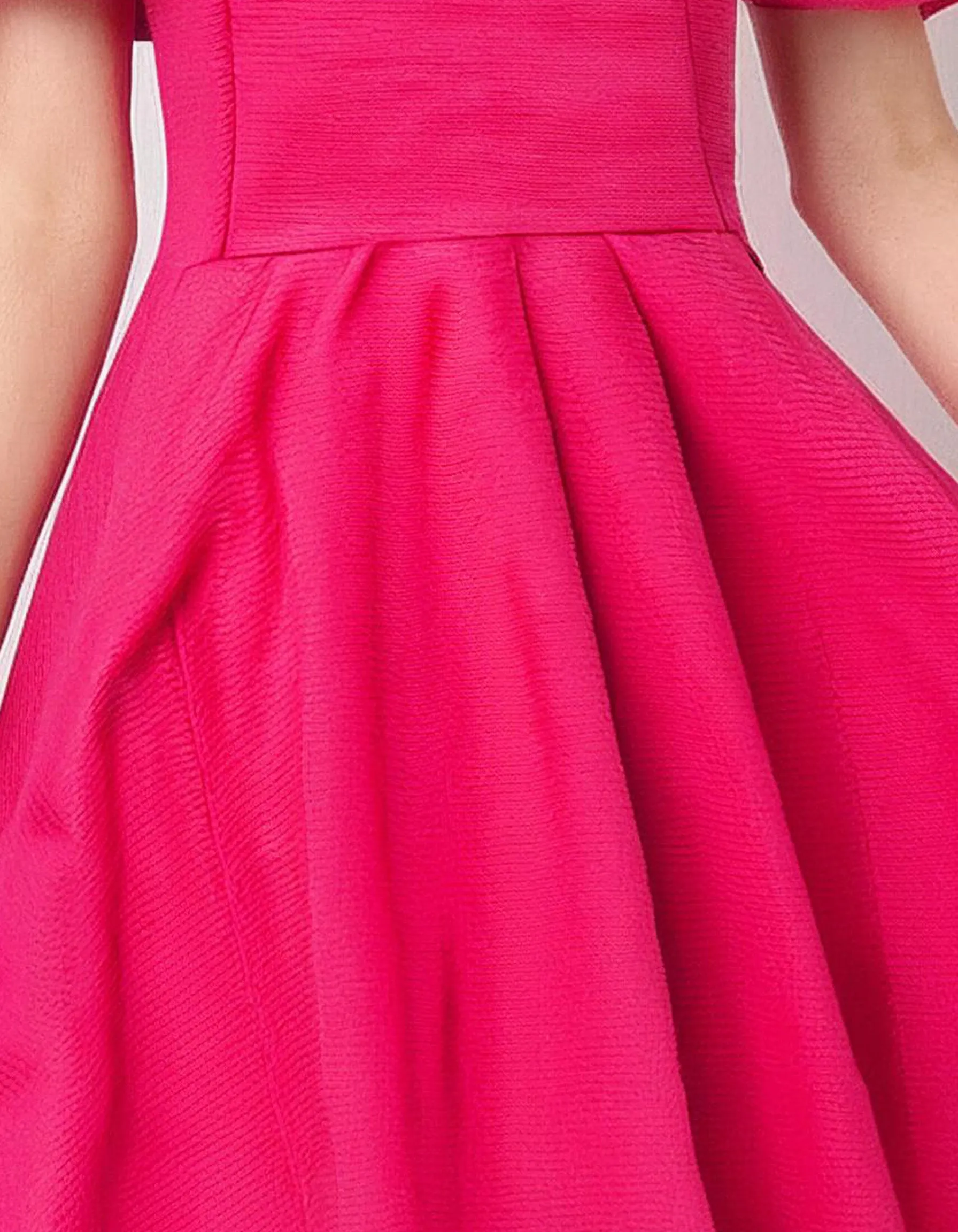 Hot Pink Off-Shoulder A-Line Dress