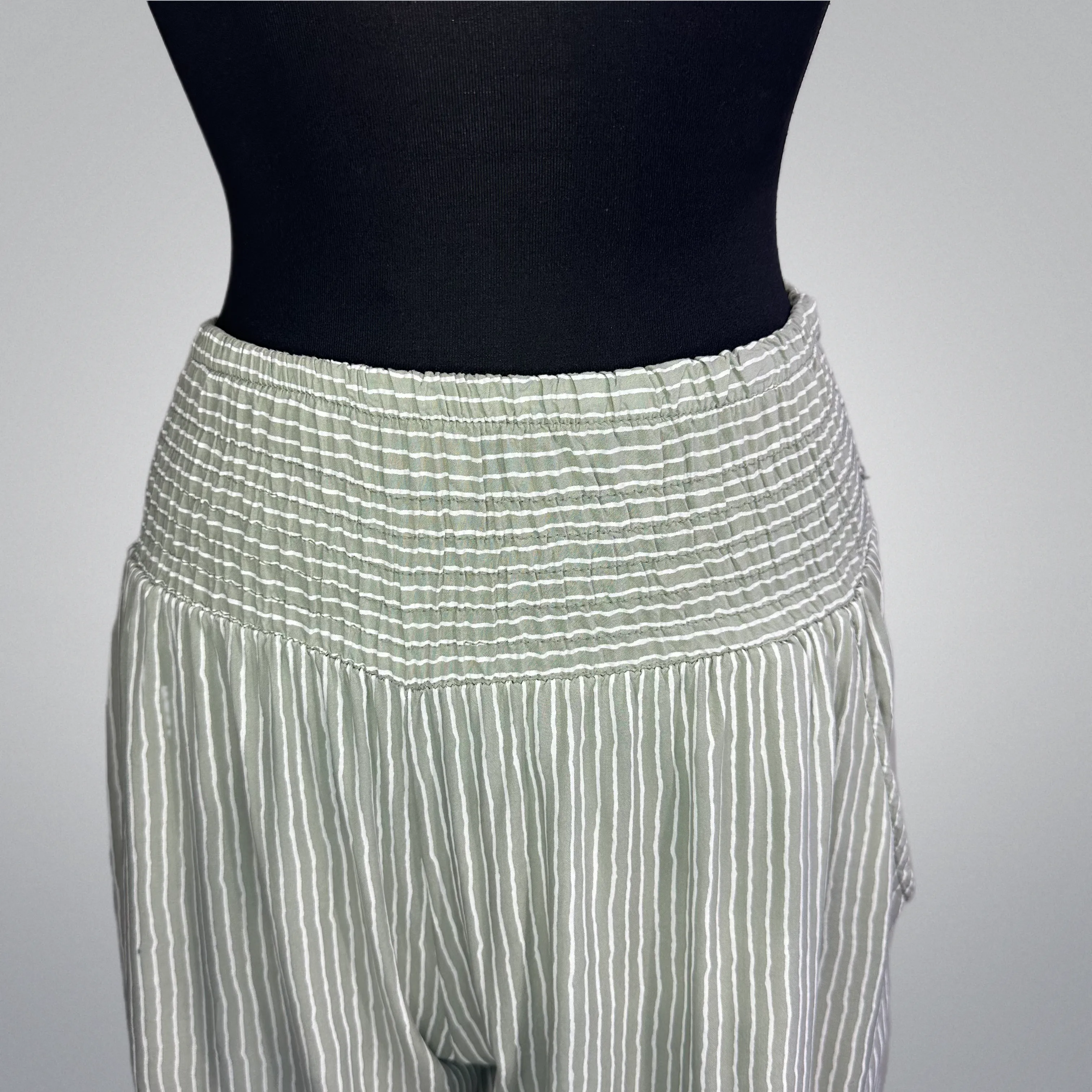 Italian Striped Wide Leg Pants With Pockets