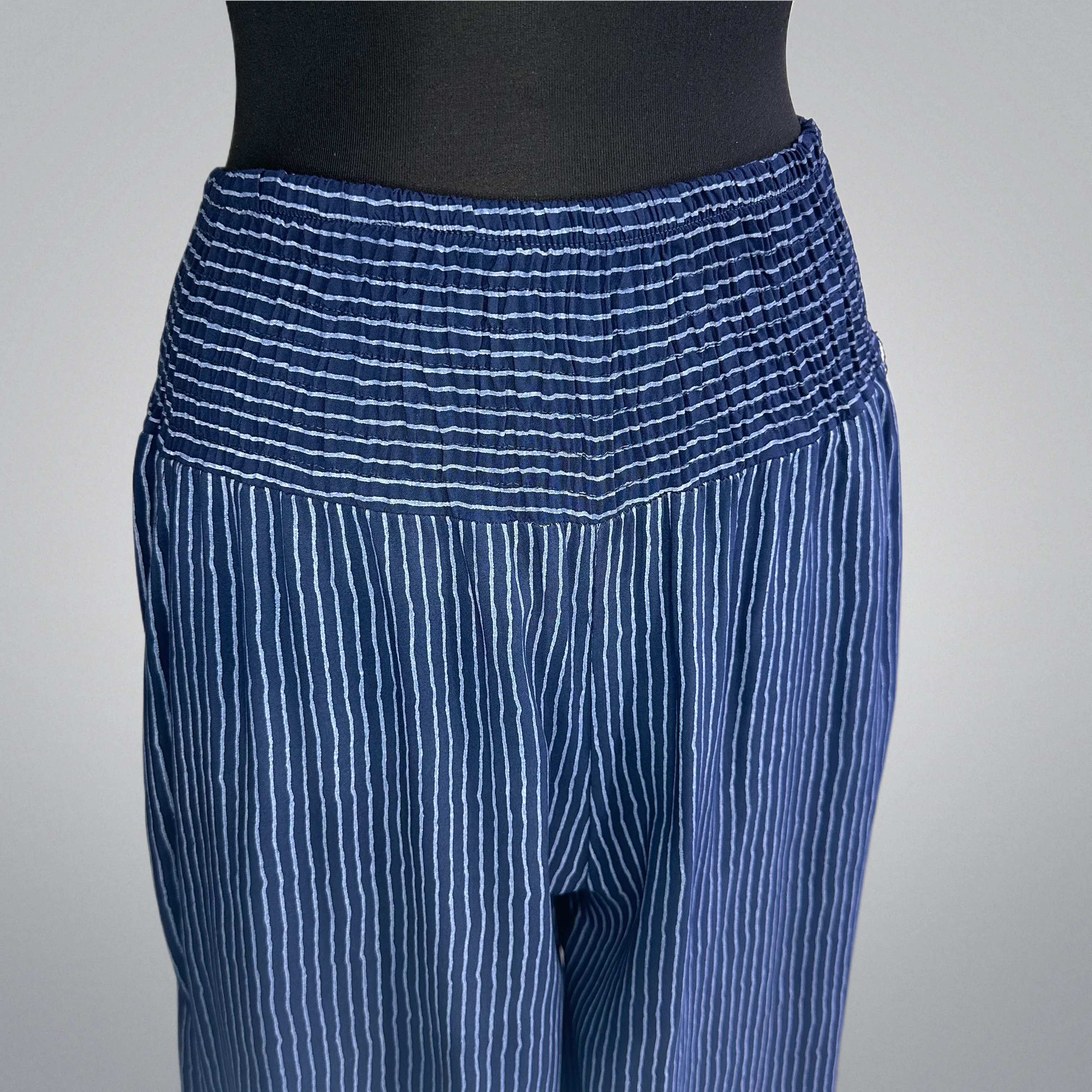 Italian Striped Wide Leg Pants With Pockets