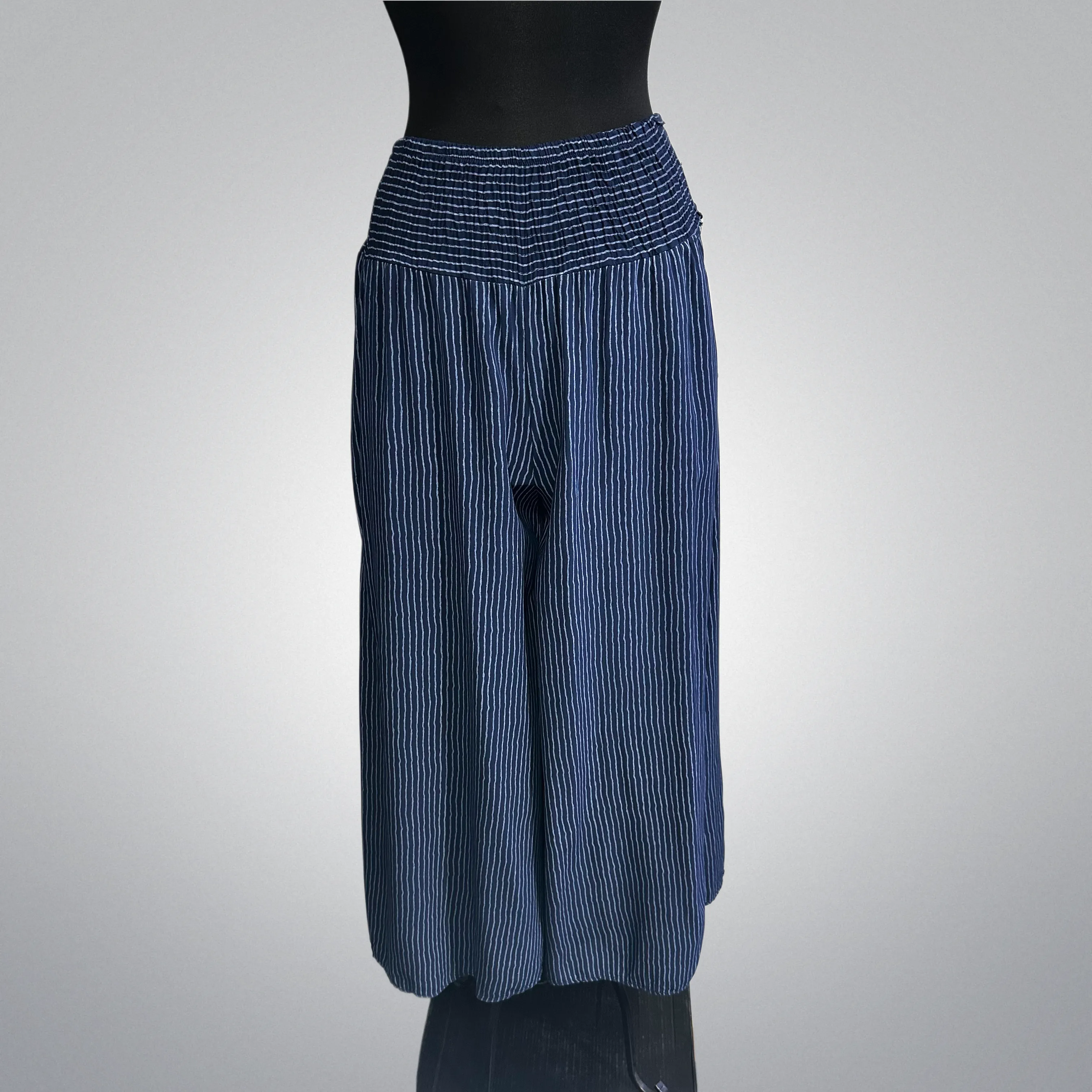 Italian Striped Wide Leg Pants With Pockets