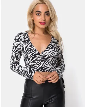 Kayak Wrap Top in 90's Zebra