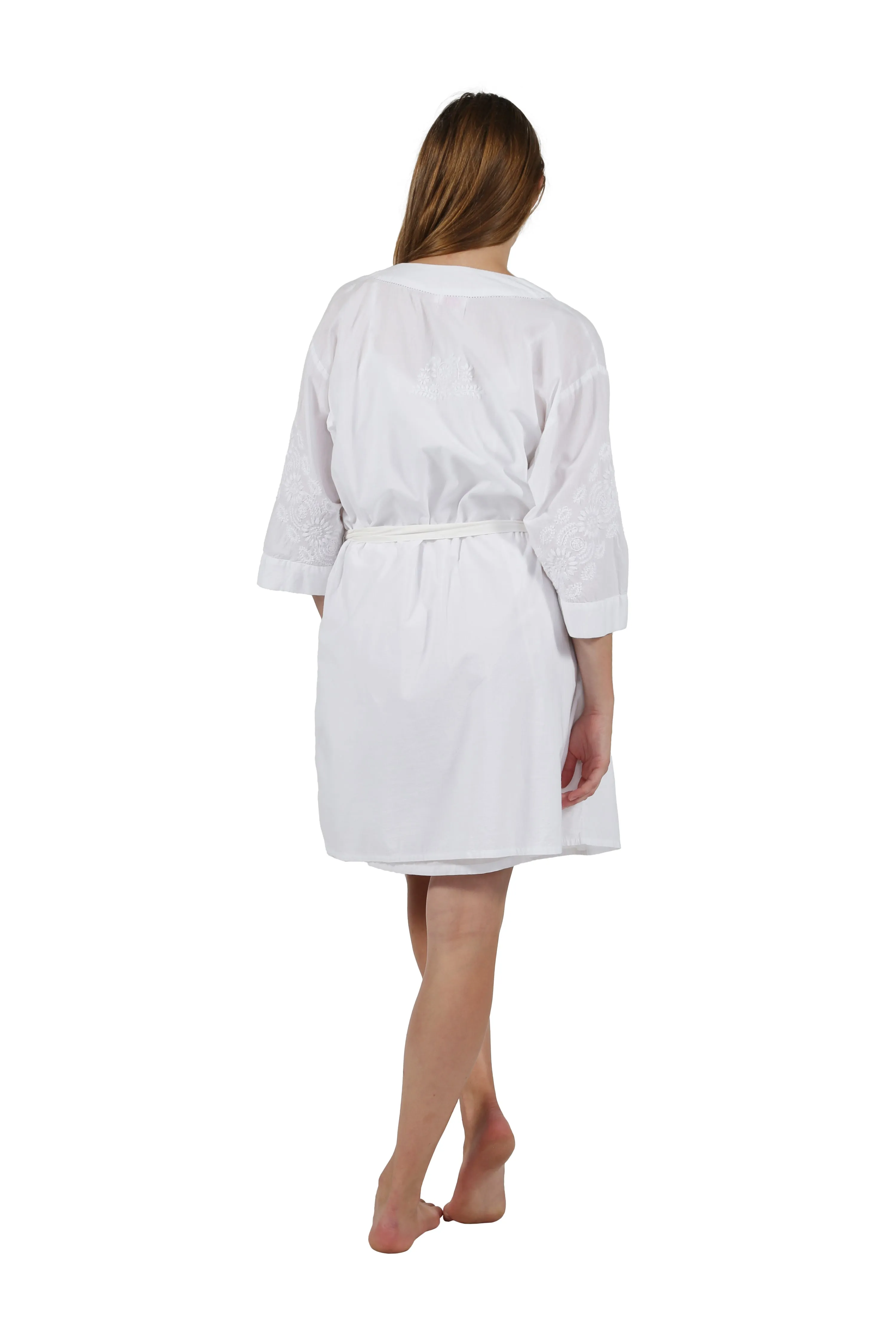 La Cera Embroidered Short Robe