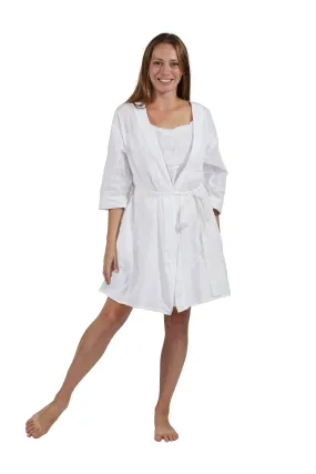 La Cera Embroidered Short Robe