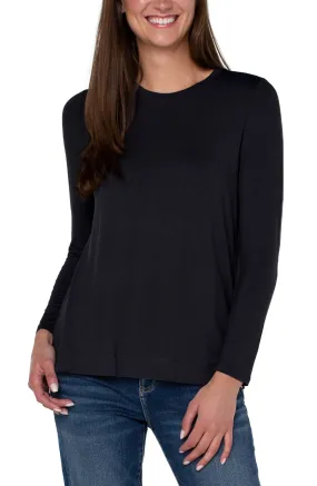 Liverpool Long Sleeve Scoop Neck Knit Top Black