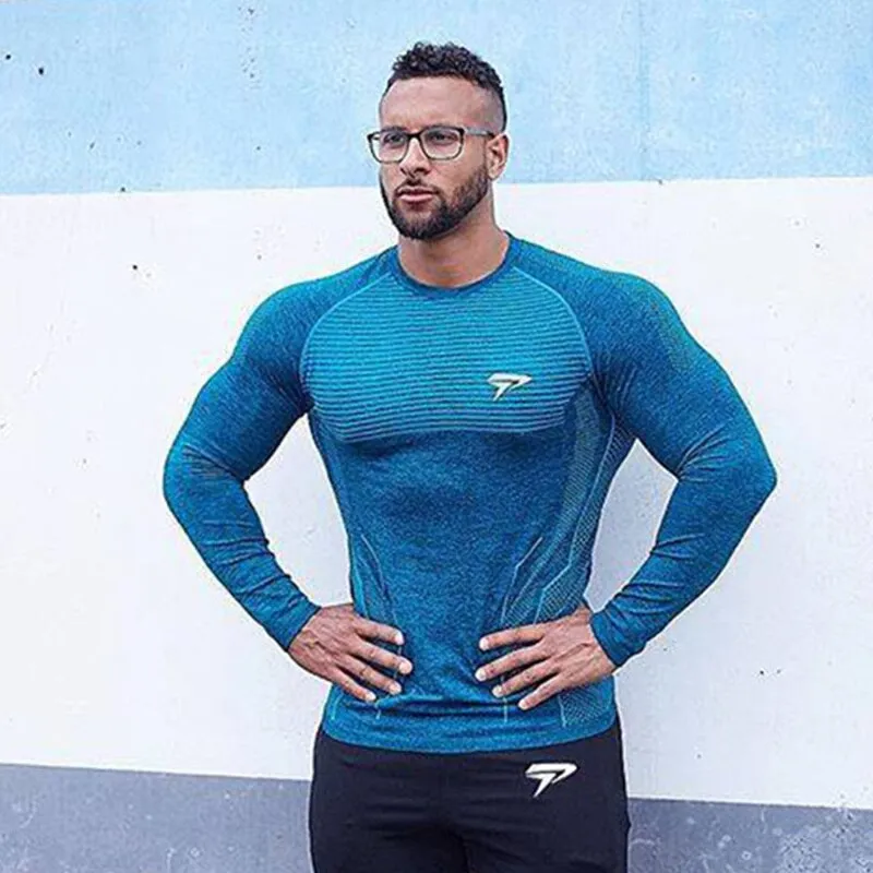 Men Compression Quick Dry T-shirt Running Sports Long Sleeve Shirt Gym Fitness Bodybuilding Tees Tops Male Training Clothing