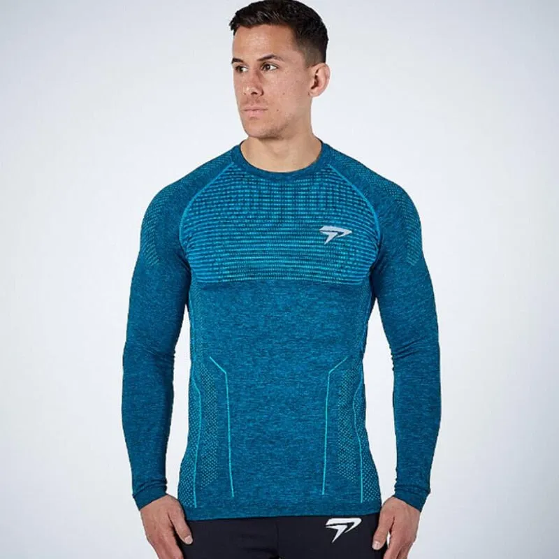 Men Compression Quick Dry T-shirt Running Sports Long Sleeve Shirt Gym Fitness Bodybuilding Tees Tops Male Training Clothing