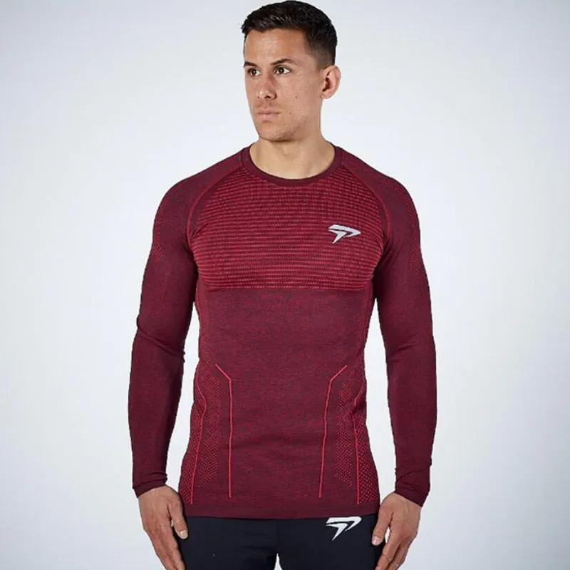 Men Compression Quick Dry T-shirt Running Sports Long Sleeve Shirt Gym Fitness Bodybuilding Tees Tops Male Training Clothing