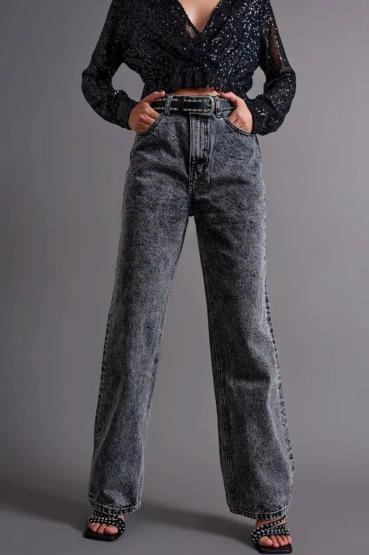 Mom Jeans With High Waist In Black