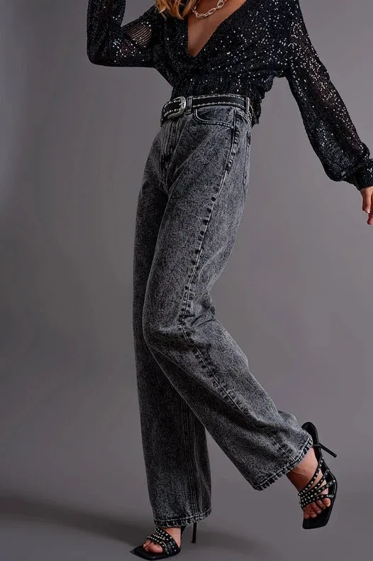 Mom Jeans With High Waist In Black