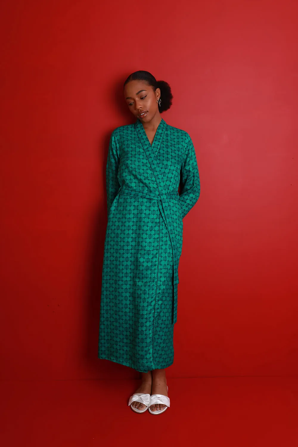 Mulberry Silk Robe - Kerala Green