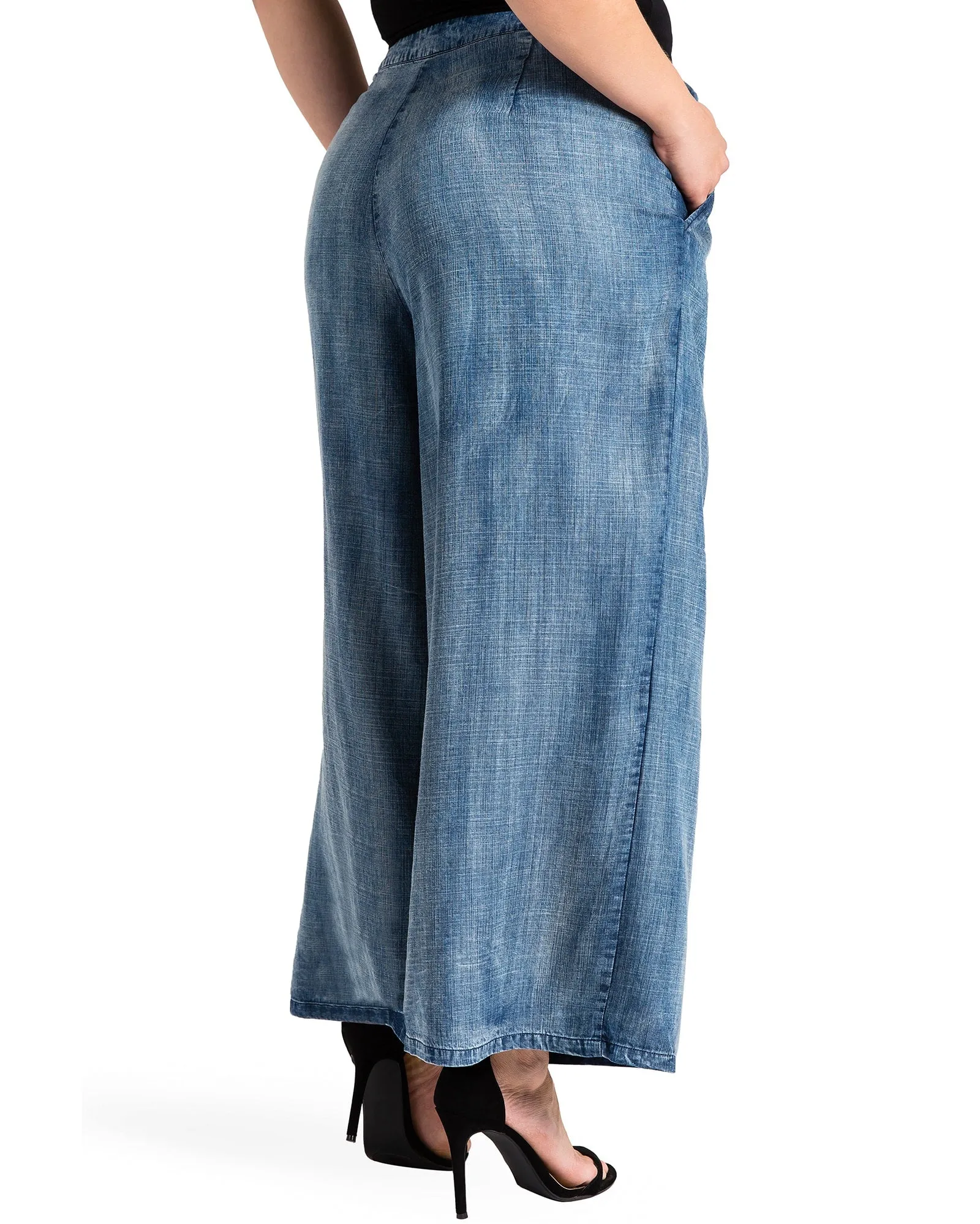 Naomi Denim Wide Leg Palazzo Pant | Blue 3091